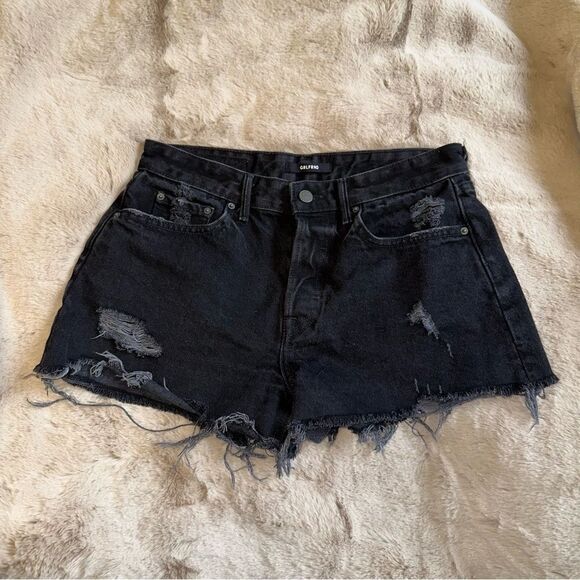 GRLFRND black denim 100% cotton distressed shorts - Picture 3 of 9